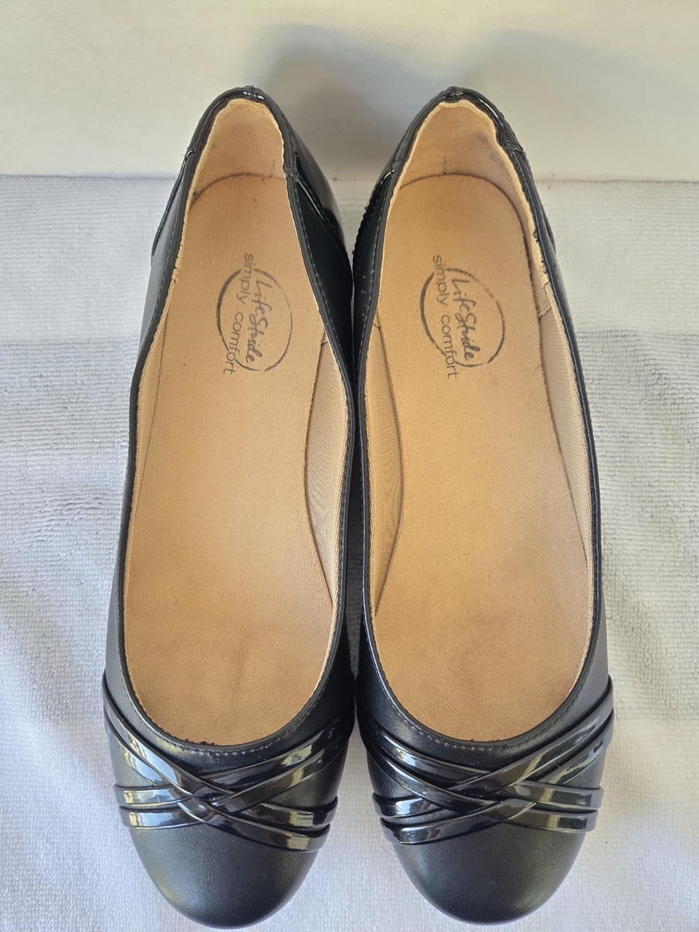 LifeStride Aliza Black Faux Leather Ballet Flats Size 8 M Simply Comfort